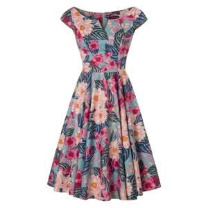Hell Bunny Fit & Flare Dress Floral Retro